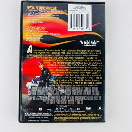 Gone in 60 Seconds DVD Nicolas Cage, Angelina Jolie