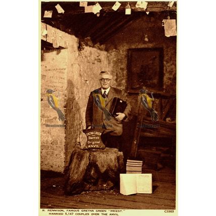 R Rennison, Gretna Green, Priest & Anvil, Scotland, Photochrom, Postcard