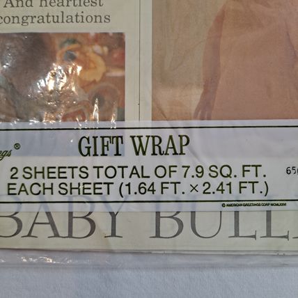 Vintage 1976 New American Greetings BABY Shower WRAPPING PAPER Gift Wrap