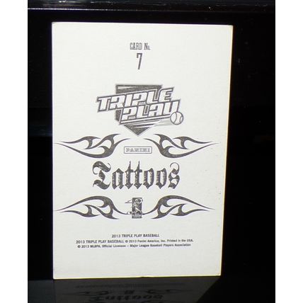 PANINI 2013 TRIPLE PLAY KEMP 27 TATTOOS STICKER BASEBALL CARD # 7