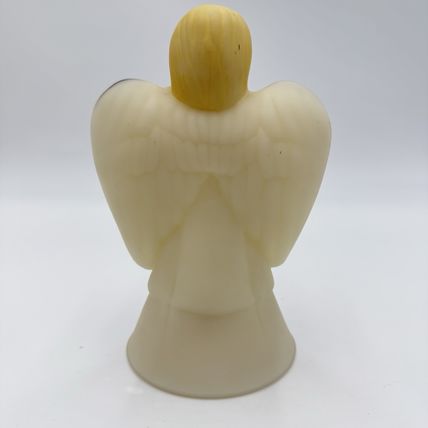 Fenton Art Glass Opal Satin Poinsettia Angel Bell Gold Bird Accents Hand Painted