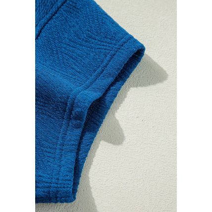 Bluing Solid Textured Crew Neck Short Set