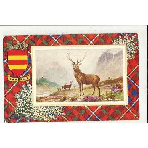 773 Scotland IN THE HIGHLANDS/ Cameron Valentine "Clan Crest" Postcard