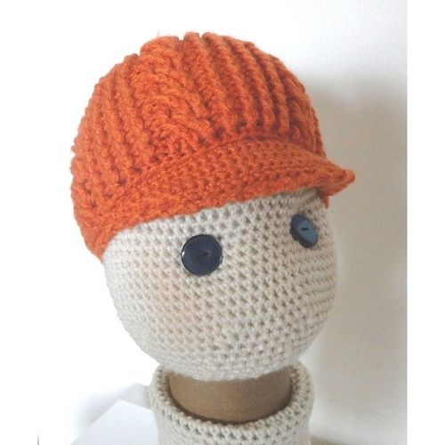 Hat #H02 unisex visor beret newsboy beanie cap crochet 12 - 18 months