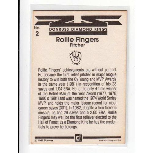 1983 Donruss Rollie Fingers baseball card #2 - Brewers