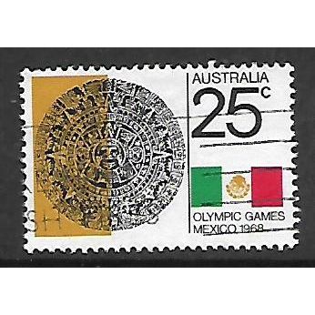 AUSTRALIA 1968 OLYMPIC GAMES MEXICO 25c SUNSTONE SYMBOL & FLAG SG429 FINE USED#2