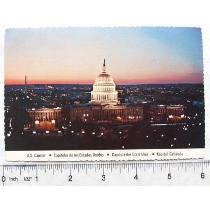 old postcard Washington Capitol at Night