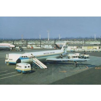 Bua Bac 111 G-AXJE Plane at London Gatwick Airport 1969 Limited Edition Postcard