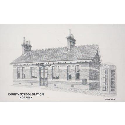 County School Railway Station Telphone Box North Elmham Norfolk 1970s Postcard