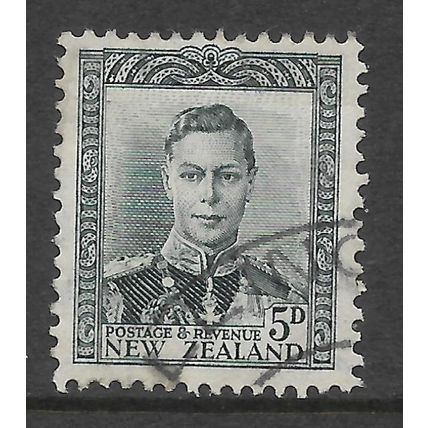 NEW ZEALAND 1947 GEORGE VI 5d SLATE SG 682 FINE USED
