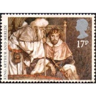 1985 Arthurian Legends, 17p Value, King Arthur and Merlin, Very Fine used