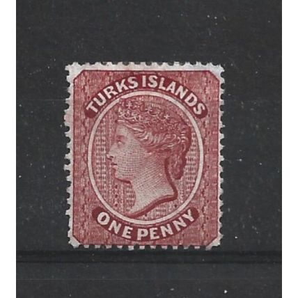 TurksIsland.SG62 1d Crimson-Lake.Variety Unchecked.Unused No Gum.Aug24