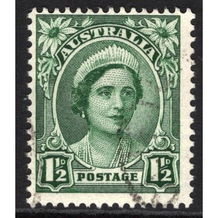 AUSTRALIA 1942/50: KING GEORGE VI DEFINITIVES - 1½d GREEN USED (G1)