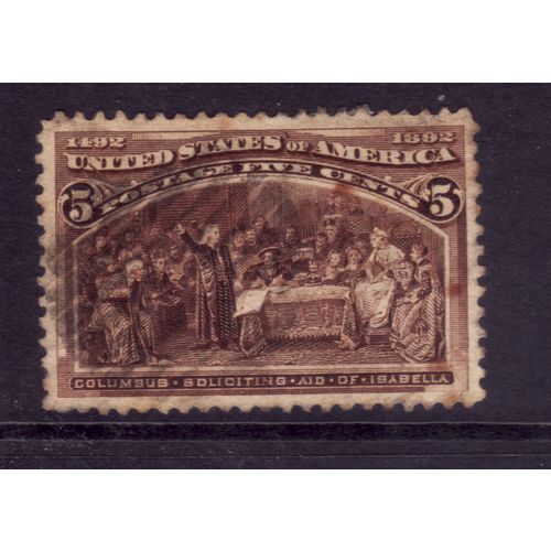 USA 1893 SG 239 5c BROWN COLUMBUS AND ISABELLA FINE USED #7