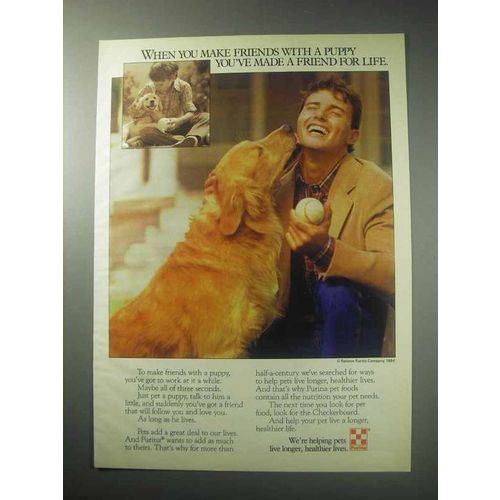 1985 Purina Pet Food Ad - Make Friends with a Puppy
