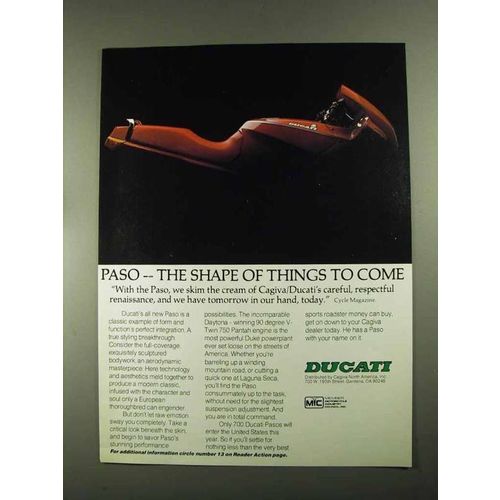 1987 Ducati Paso Motorcycle Ad - Shape of Things