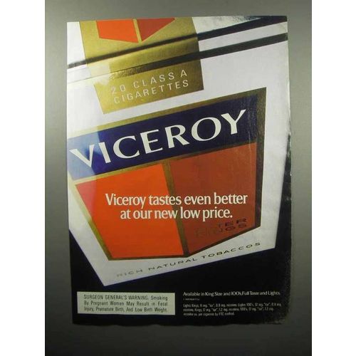 1989 Viceroy Cigarettes Ad - Tastes Even Better