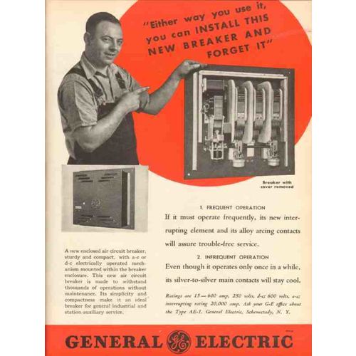 general electric 1936 g-e watthour-meter bearings breakers vintage ad