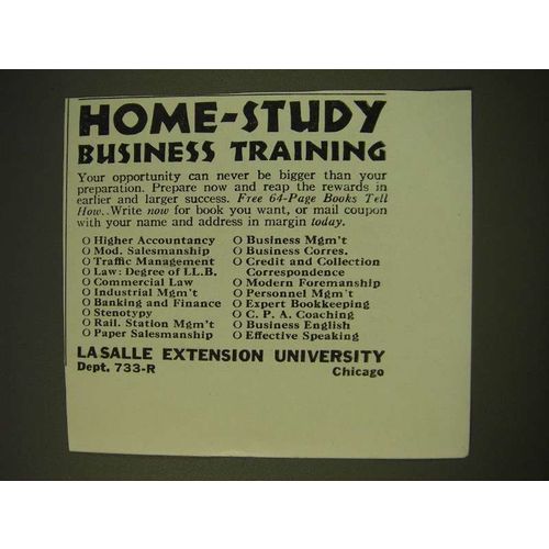 1936 LaSalle Extension University Ad - Home-study business training