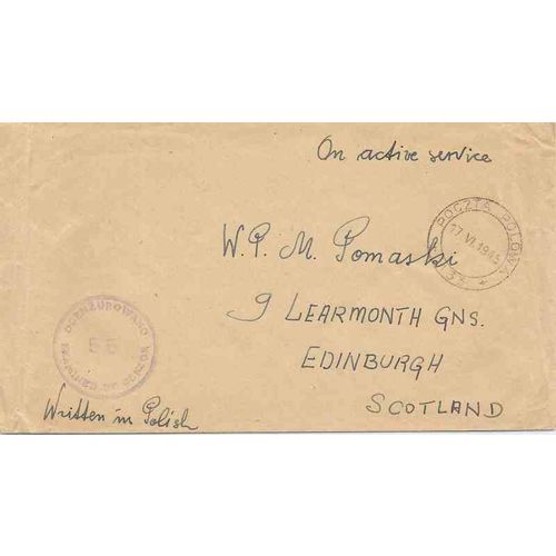 Polish Military Forces Mail Field Post Office FPO #133, to Scotland CENSORED