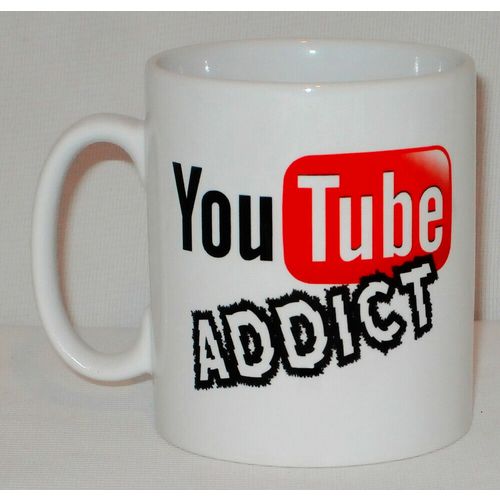 You Tube Addict Mug Can Personalise Funny Addicted To Work Office Video Gift Cup