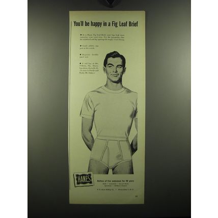 1949 Hanes Fig Leaf Brief Ad - You'll be happy in a fig leaf brief
