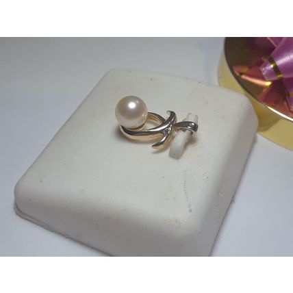 Estate 5.8mm Natural Cultured Pearl "X" Top 14Kt Yellow Gold Pendant #14725