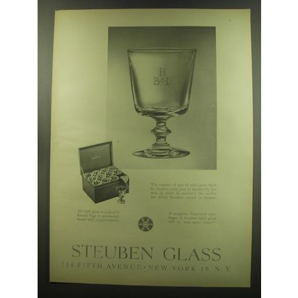 1949 Steuben Glass Table Glasses Advertisement