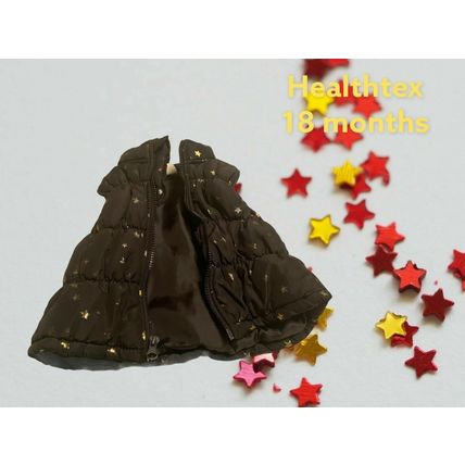 HEALTHTEX BABY PUFF VEST ZIPPERED BLACK WITH GOLD STARS 18 MONTHS