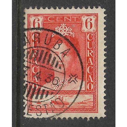 NETHERLANDS CURACAO 1923 6c ORANGE ANNIV REIGN QUEEN WILHELMINA SG 112 F/U
