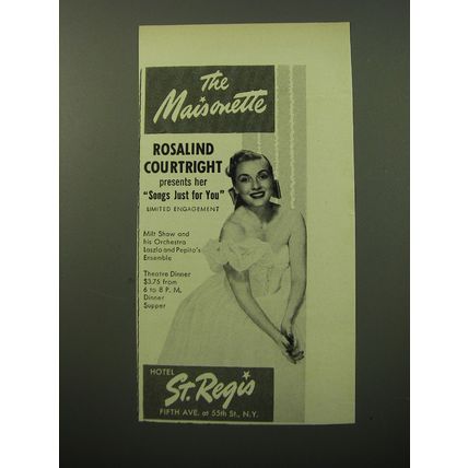 1950 Hotel St. Regis Ad - The Maisonette Rosalind Courtright