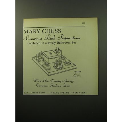 1950 Mary Chess Bath Preparations Advertisement