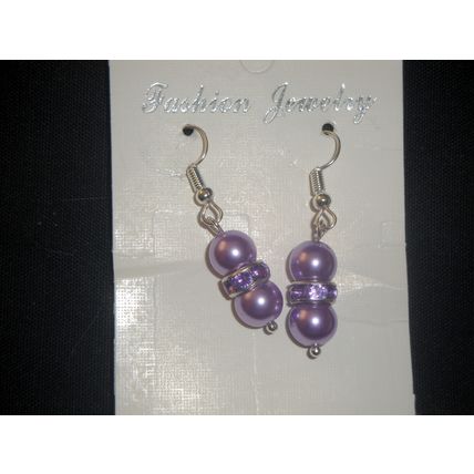 Bright lavender with purple crystal glass fun holiday earrings