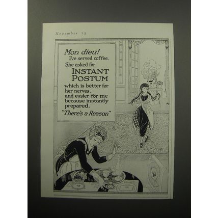 1920 Instant Postum Advertisement - Mon dieu! I've served coffee.