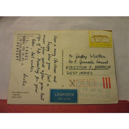 HAPPY CHRISTMAS, XMAS HUNGARY used postcard Hungarian 1988 pm =