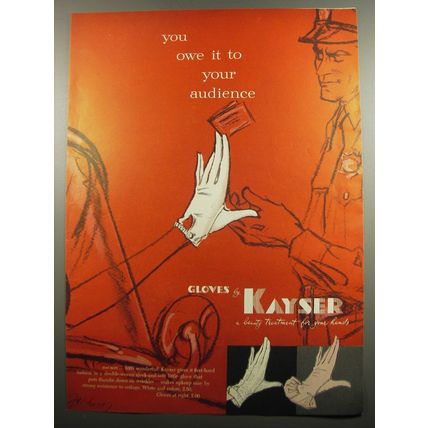 1955 Kayser Gloves Ad - You owe it to your audience