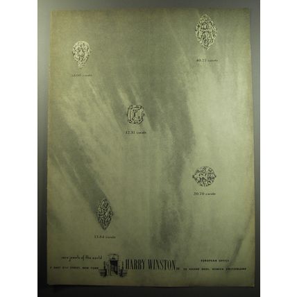 1957 Harry Winston Jewelry Ad - Rare jewels of the world