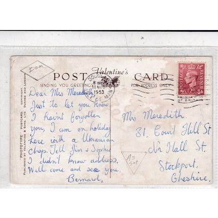 Promenade and Gardens Douglas Isle of Man Valentines Postcard posted 1953 VGC