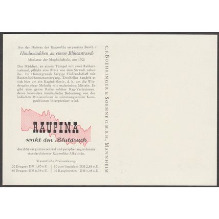 Raupina Medizin, c.1950s - Boehringer & Soehne Reklame AK