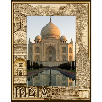 India Laser Engraved Wood Picture Frame Portrait (5 x 7)