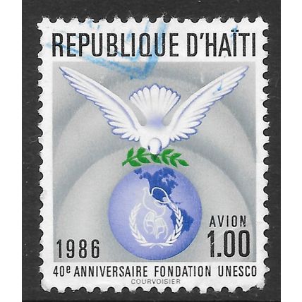 HAITI 1986 40 YEARS UNESCO UNITED NATIONS DOVE PEACE WORLD EMBLEM USED fault