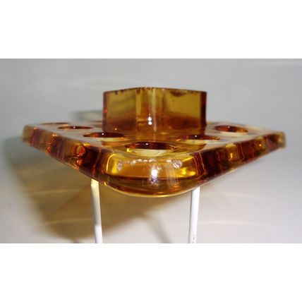 Bagley Art Deco Amber Glass Stem Holder For "Wyndham" Vase.