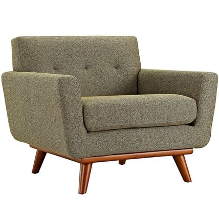 Classic Mid-Century Modern Tufted Club Chair Arms Lt Gray, Laguna Blue, Oatmeal