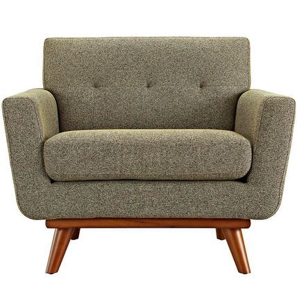 Classic Mid-Century Modern Tufted Club Chair Arms Lt Gray, Laguna Blue, Oatmeal