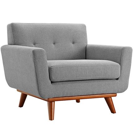 Classic Mid-Century Modern Tufted Club Chair Arms Lt Gray, Laguna Blue, Oatmeal