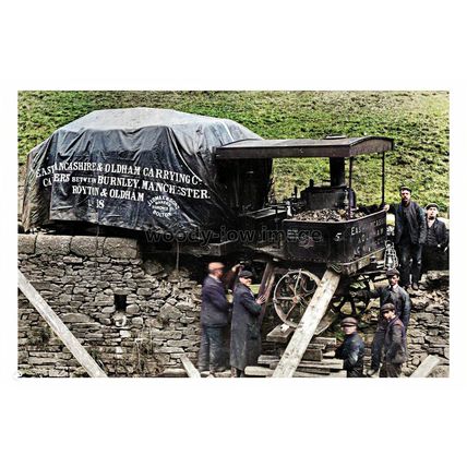 ptc1091 - Burnley , East Lancs & Oldham Carrying , Steam Lorry Crash - print 6x4