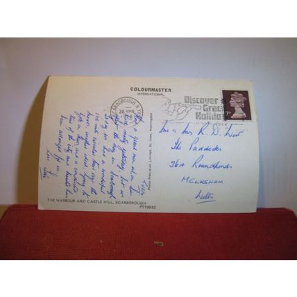 HARBOUR & CASTLE HILL SCARBOROUGH, YORKSHIRE used postcard 1978 pm =