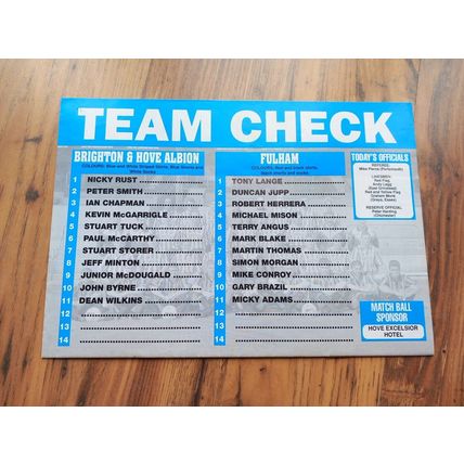 1995/96 League Cup 1st Round 2nd Leg - Brighton vs Fulham ** FREE P&P **