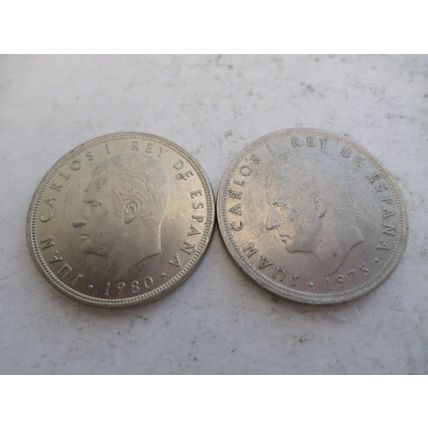 Spain - 2 different 5 pesetas coins, dated 1980