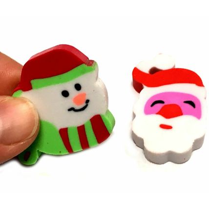 CHRISTMAS ERASERS BOYS GIRLS TOY RUBBERS SANTA SNOWMAN XMAS GIFT STOCKING FILLER